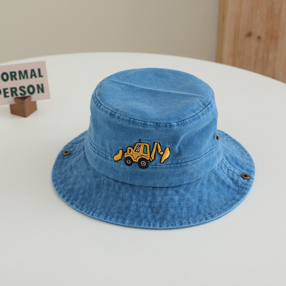 Wholesale Excavator children's washed fisherman hat retro bucket hat
