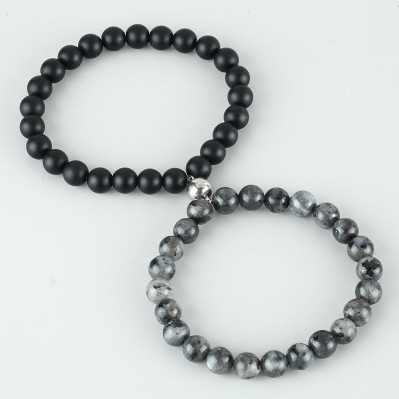 Wholesale Volcanic Stone Magnetic Couple Bracelet