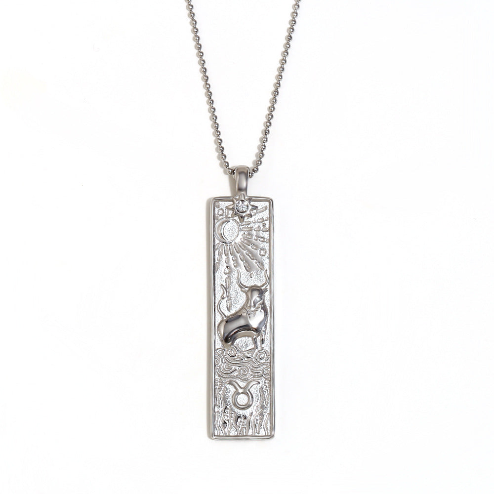 Wholesale Stainless steel plated square twelve zodiac sign necklace