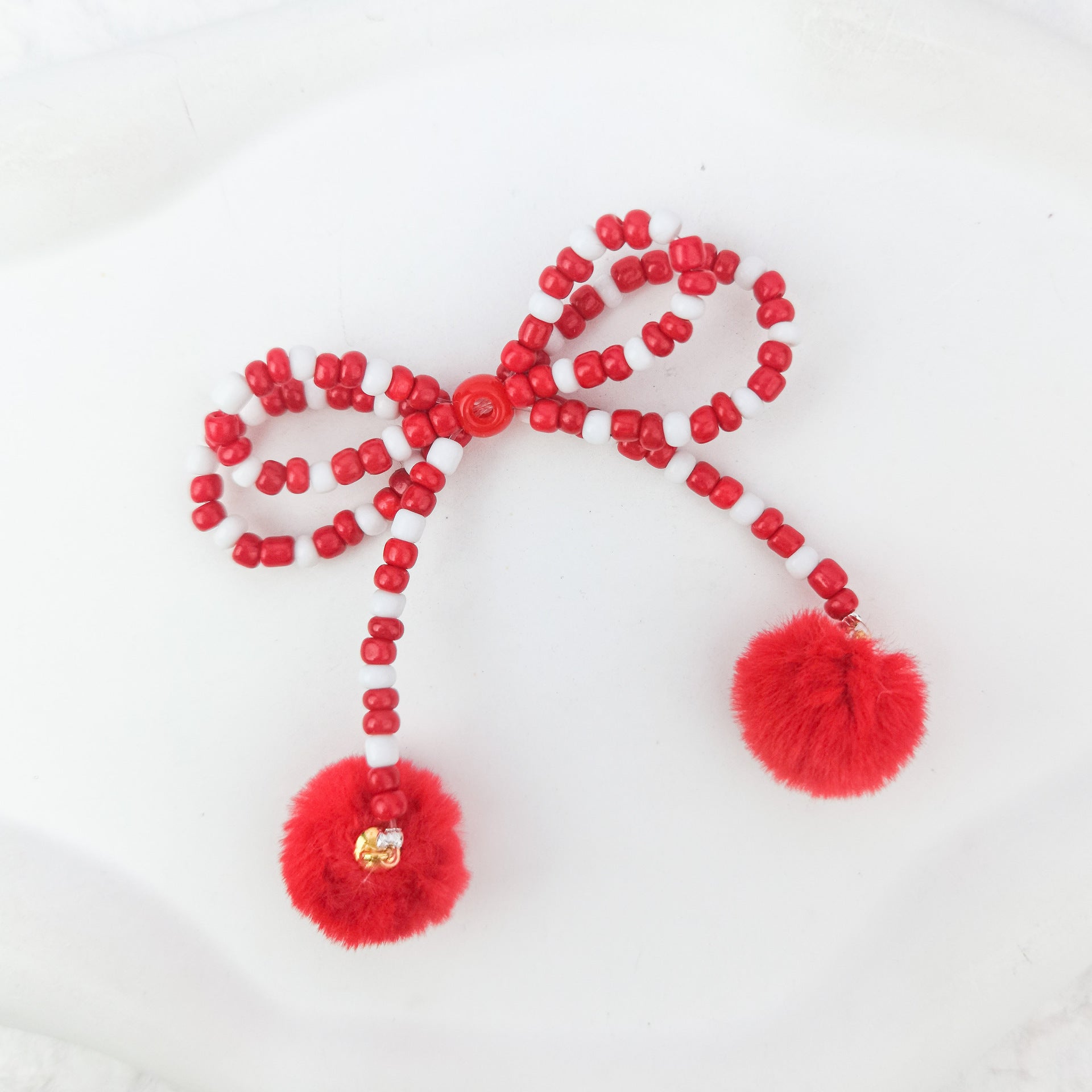 Wholesale 5pcs Through Hole Pen Double Layer Bead Bow DIY Mobile Phone Chain