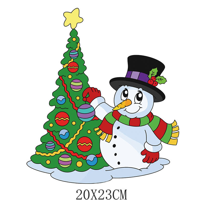 Wholesale Christmas snowman cartoon heat transfer  UV DTF Ready to Press Transfers Wraps