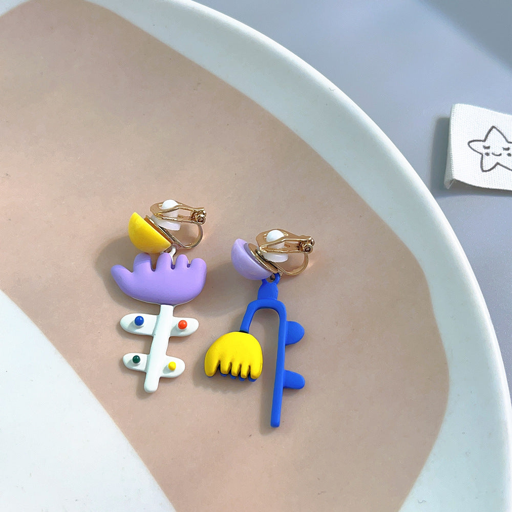 Wholesale Cartoon Color Flower Alloy Earrings