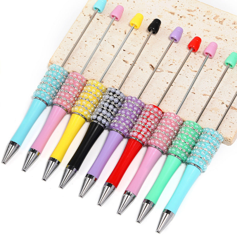 Wholesale 5pcs/pack Heavy Industry DIY Beadable  Pen Multicolor Pearl Beaded Pen
