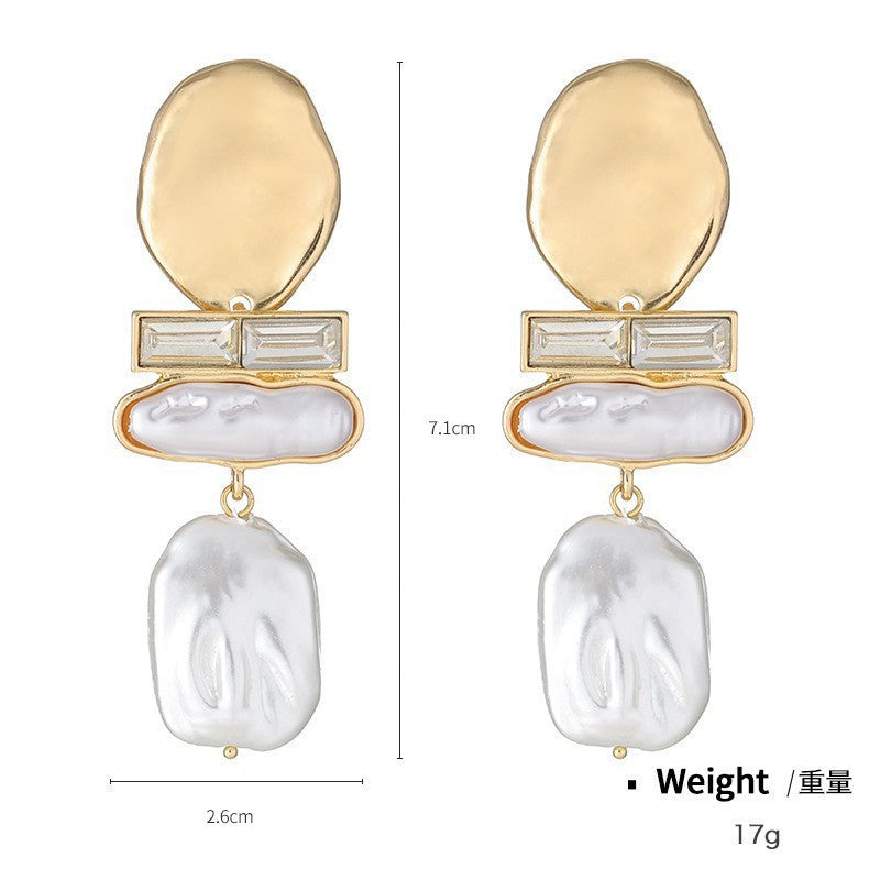 Wholesale Alloy Inlaid Baroque Pearl Earrings