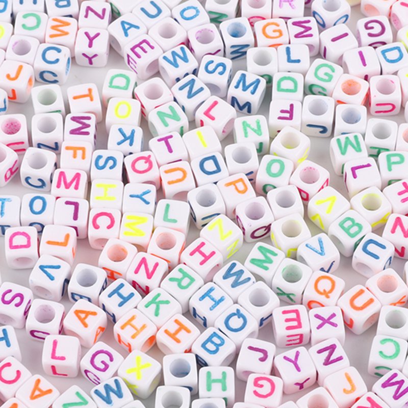 Wholesale 100pcs Acrylic Square Number English Alphabet Beads