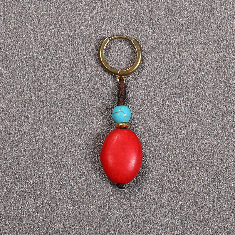 Wholesale Single Imitation Turquoise Ethnic Tibetan Ear Clip