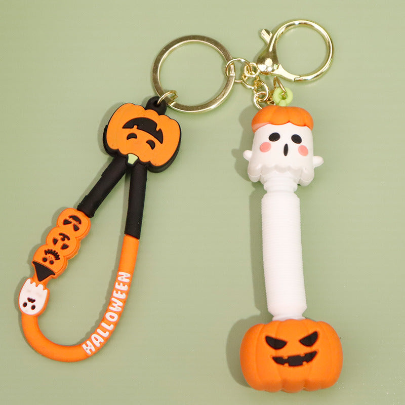Wholesale 50PCS Halloween Pumpkin Skull Cute Personality PVC Keychain