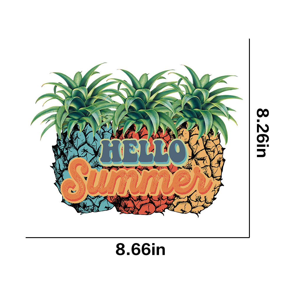 Wholesale 10pcs Beach slippers pineapple coconut trees UV DTF Ready to Press Transfers Wraps