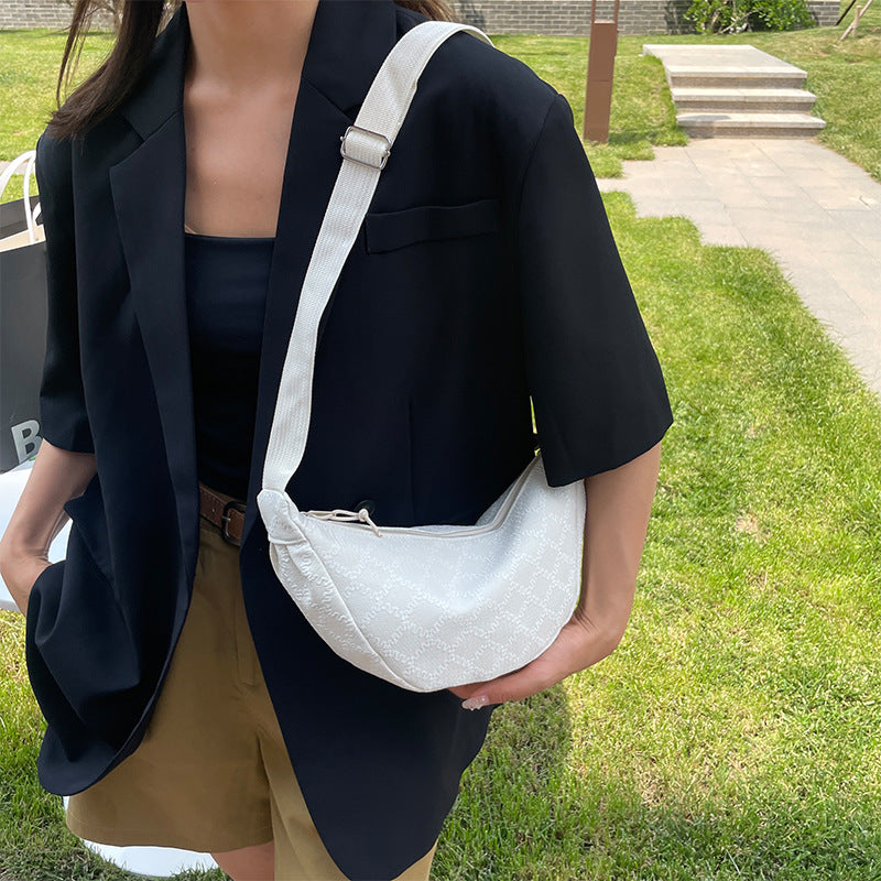 Wholesale Canvas Lingge Crossbody Bag Leisure Dumpling Bun