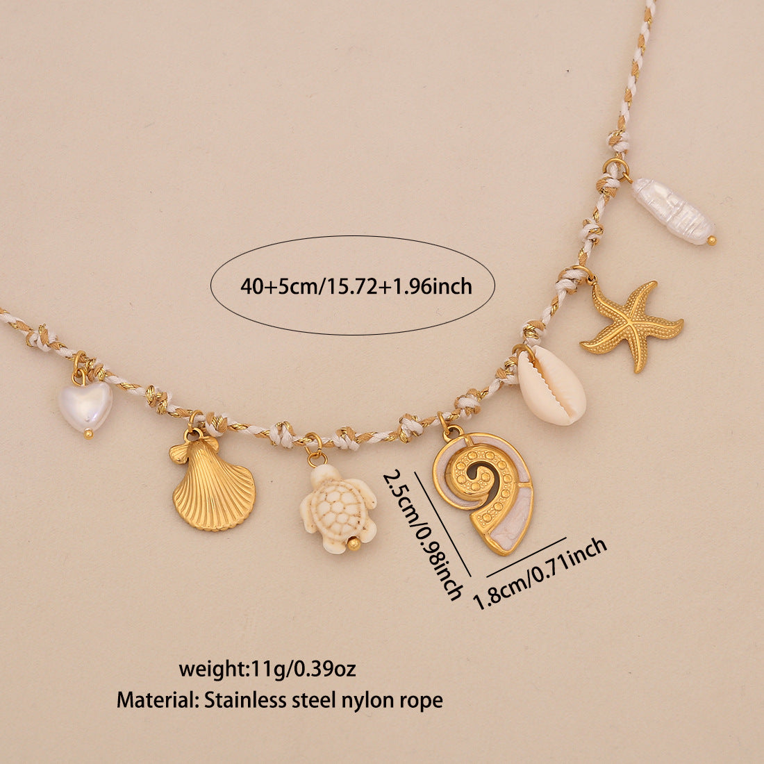 Wholesale Bohemian Braided Starfish Conch Beach Necklace