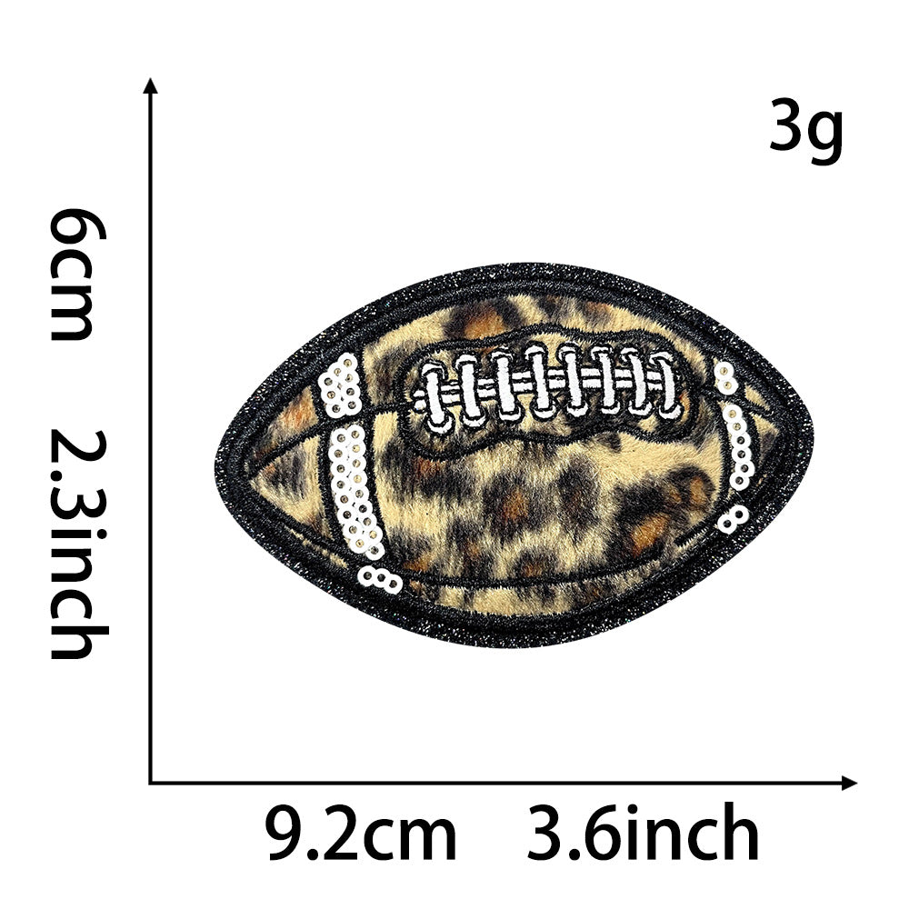 Wholesale Leopard Print Sequined Rugby Iron On Embroidery Patch For DIY Hat Coat Decoration Fashion Accessory