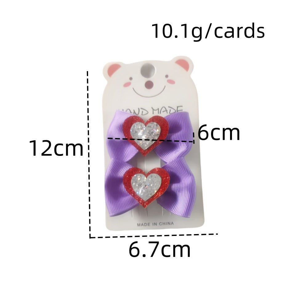 Wholesale 10pcs Valentine's Day Bow Love Hairpin Rib Ribbon Hairpin Handmade No Hair Injury Baby Hairpin Children's Headwear