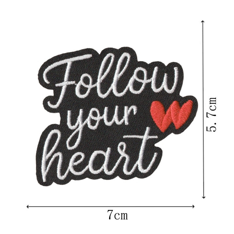 Wholesale Embroidered Iron On Patches Modern Black White Heart Quote Design 9Pc Heat Glue DIY For Clothing Bags Towels