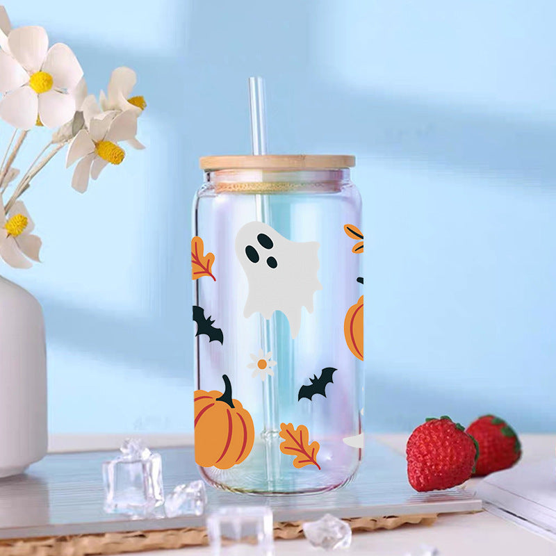 Wholesale Pumpkin Cat Ghost Halloween 16oz Cup UV DTF Wraps