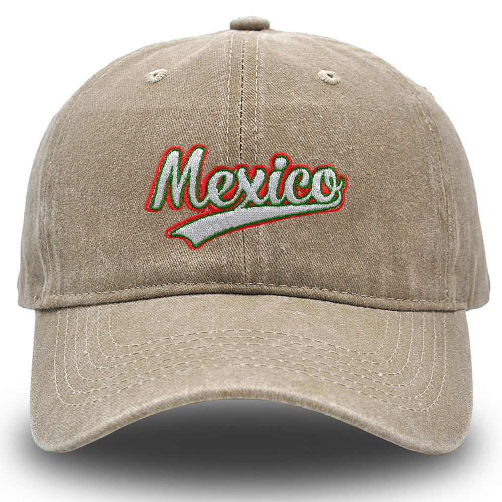 Wholesale Embroidered Mexico Washed Casual Sun Visor Baseball Cap