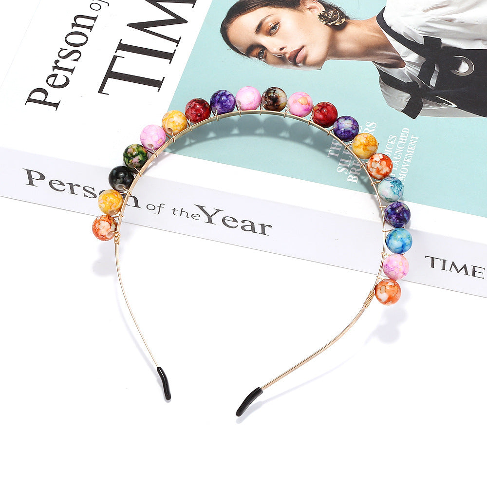 Wholesale Bohemian Colorful Resin Hand Wrapped Beaded Headband