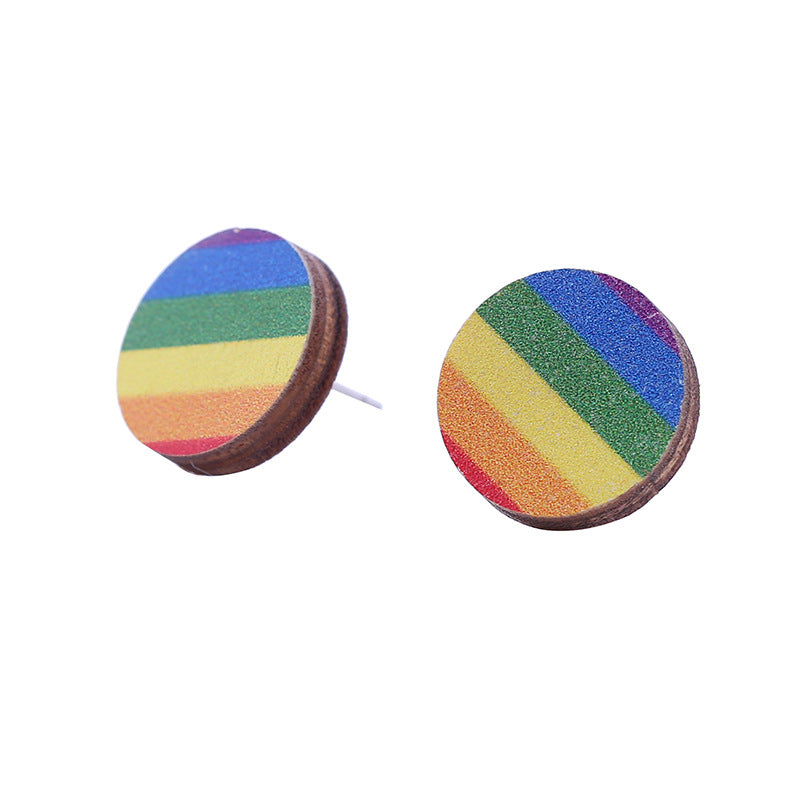 Wholesale LOVE Rainbow Wooden Drop Earrings