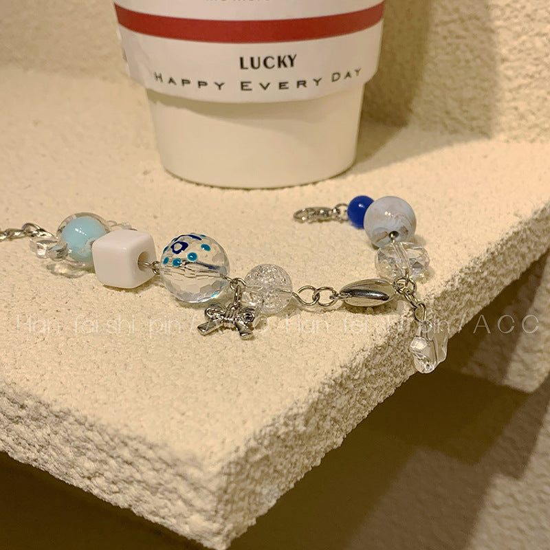 Brazalete de costura con cuentas de cristal transparentes al por mayor