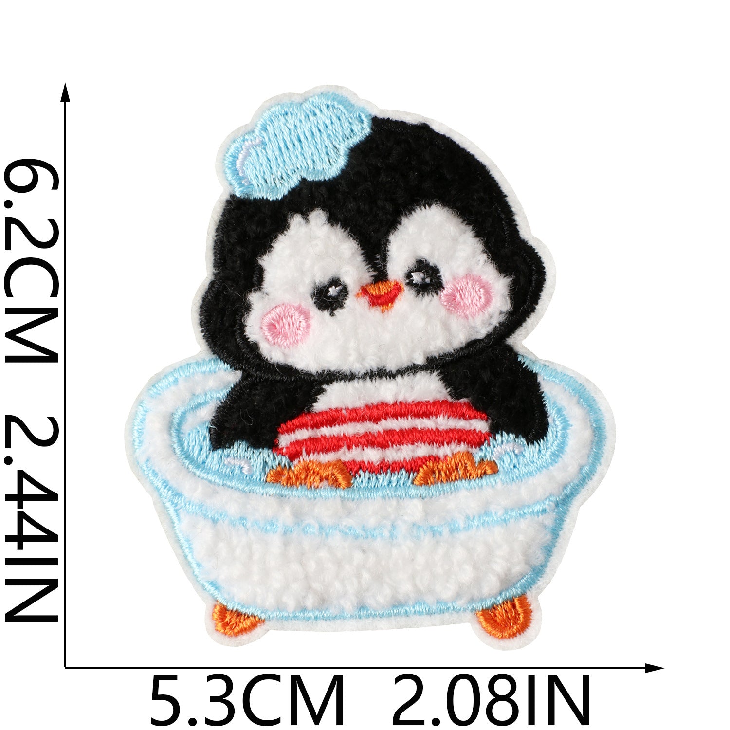 Wholesale Trendy Cute Bathing Penguin Embroidered Patch Iron On No Sew For Clothing Bags DIY Gift