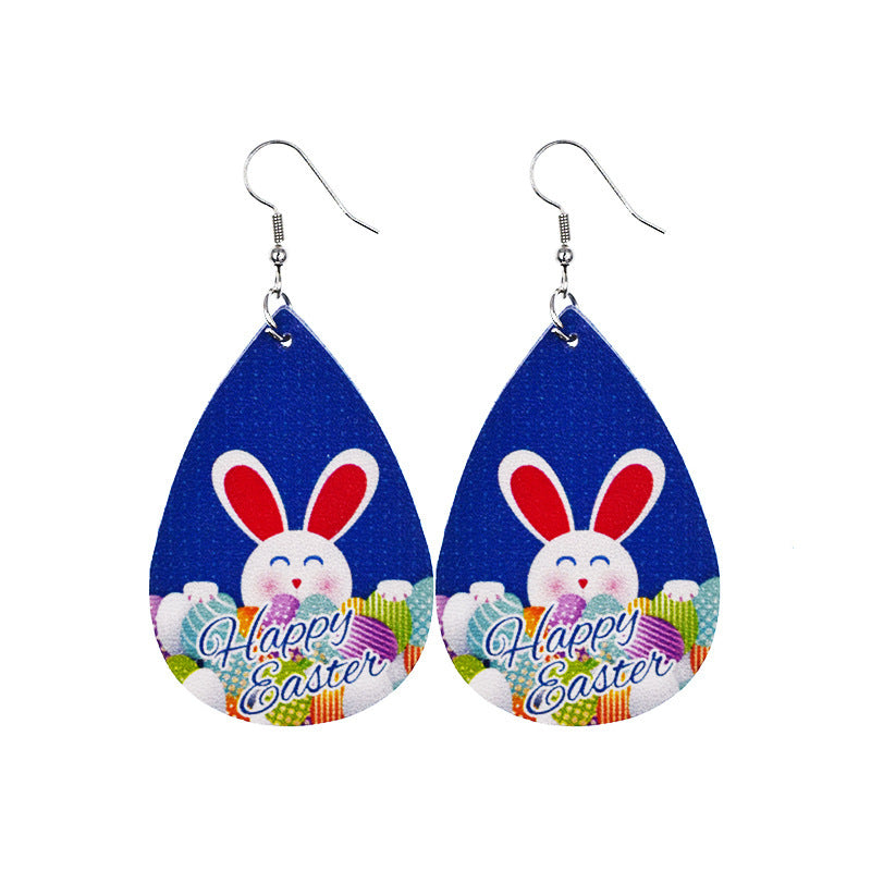 Wholesale arrival St. parcret festival leather Easter white rabbit leather earrings