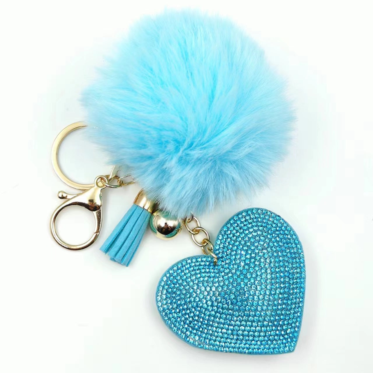 Wholesale explosions hot drilling love key chain bag pendant fur ball accessories car pendant
