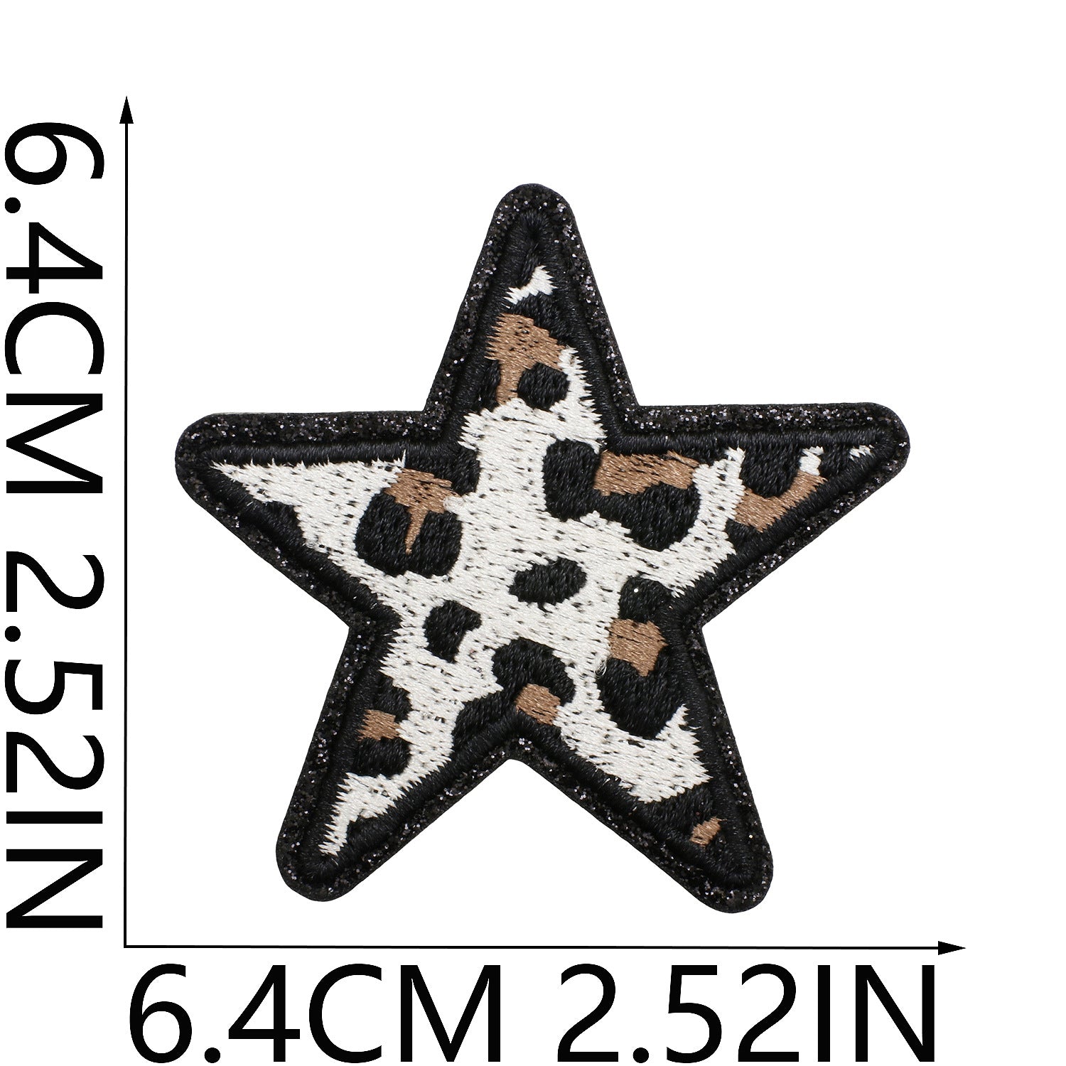 Wholesale Leopard Print Glitter Star Embroidered Patch Polyester Applique For Clothing Bags DIY