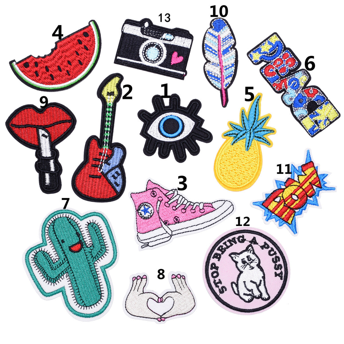 Wholesale Chic Cartoon Embroidered Cloth Patches Cute Fashion Accessory For Coats 13 Styles DIY Craft Supply