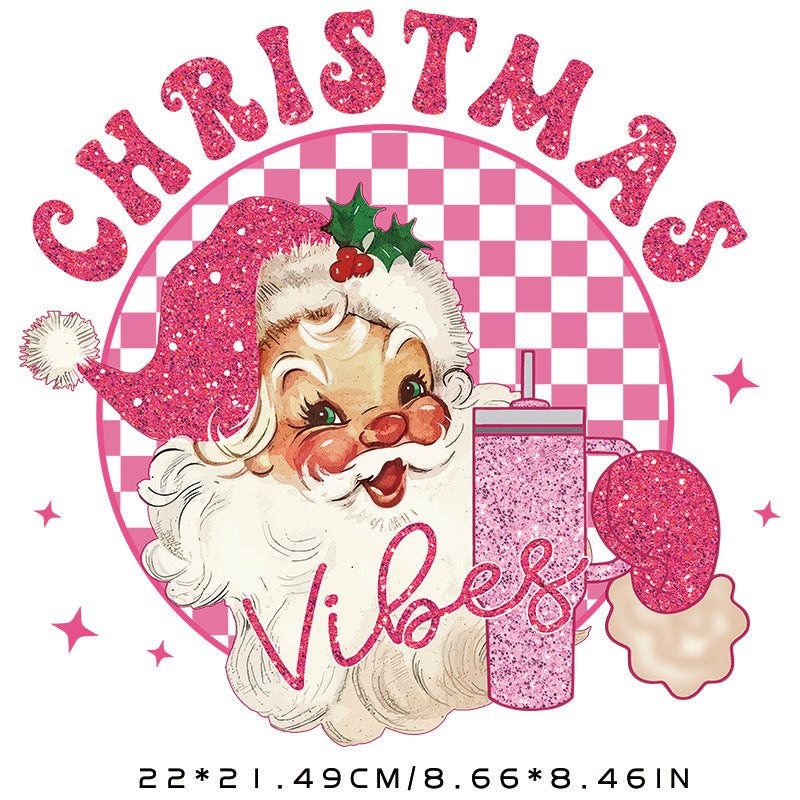 Wholesale  Christmas Hot Stamping Pattern Sticker T-shirt Printing Hot Stamping Heat Transfer in stock Pattern Hot Stamping