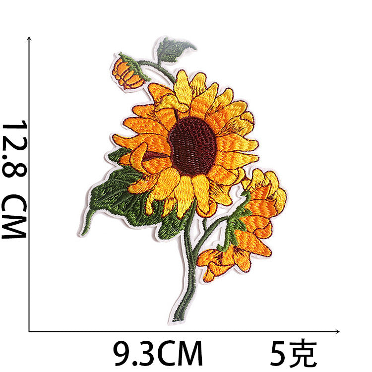 Wholesale Polyester Embroidered Sunflower Patches For Clothing DIY Fashion Accessory Trendy Resale