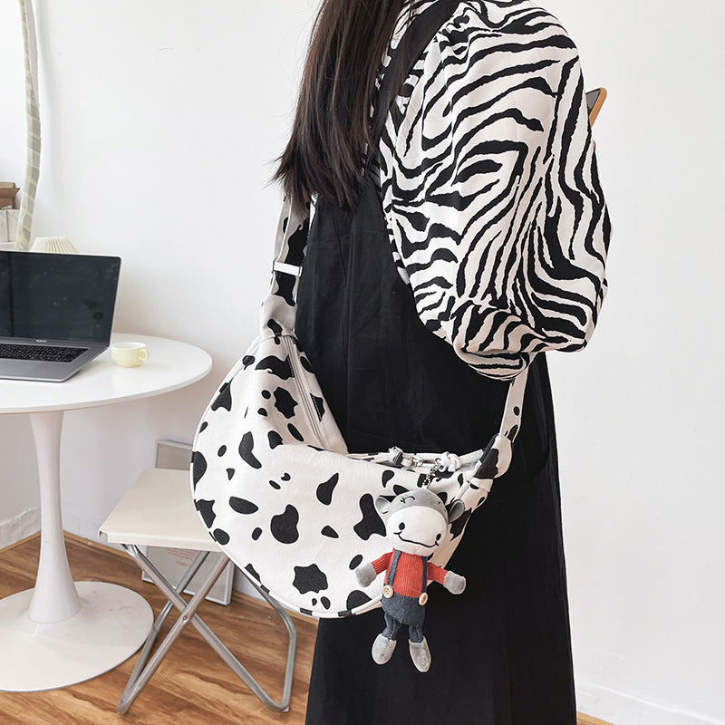 Wholesale Leopard Print Cow Print Bag Large Capacity Simple Canvas Bag Crossbody Bag