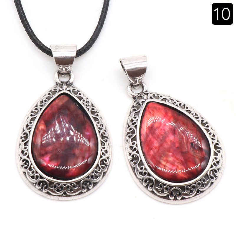 Wholesale Natural crystal agate semi-precious stone teardrop pendant