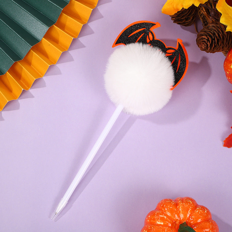 Wholesale Halloween Bat Pumpkin Head Hair Ball Ballpoint Pen