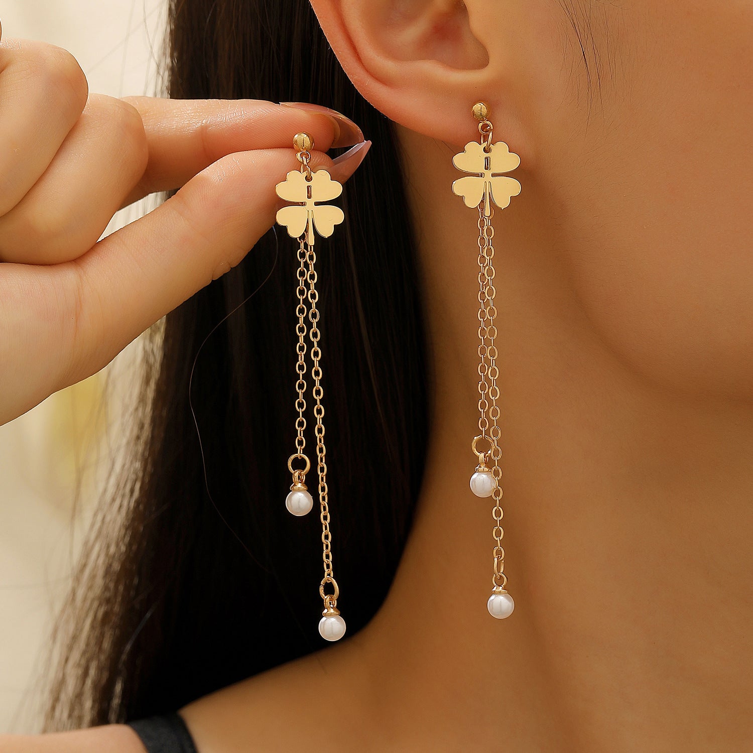 Wholesale French Style Geometric Twisted Zircon Long Tassel Earrings For Women Party Jewelry Accessory