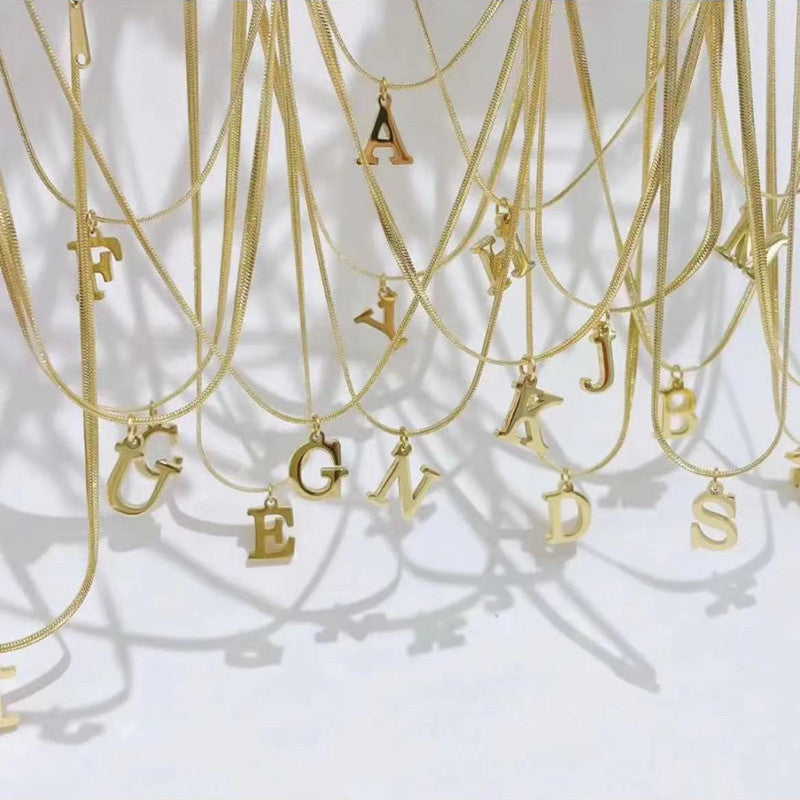 Wholesale Titanium Steel Mirror Polished 26 English Letters Necklace