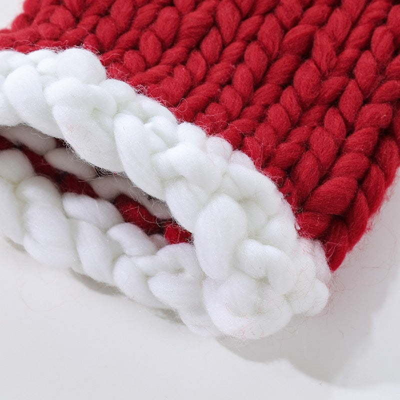 Wholesale Extra Thick Wool Christmas Hats Hand Knitted Santa Hats Parent-child Hats
