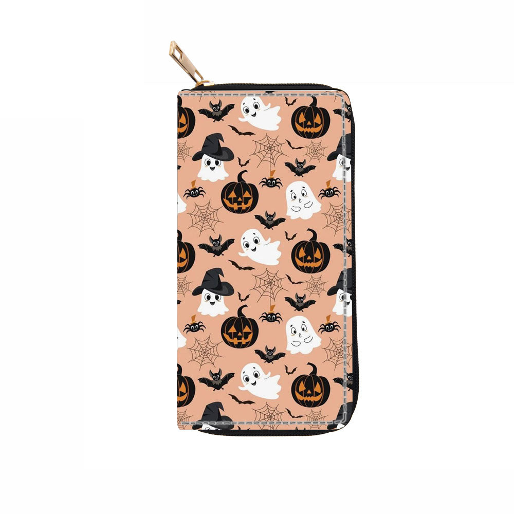 Wholesale Skull PU Long Zipper Halloween Clutch Bag Wallet