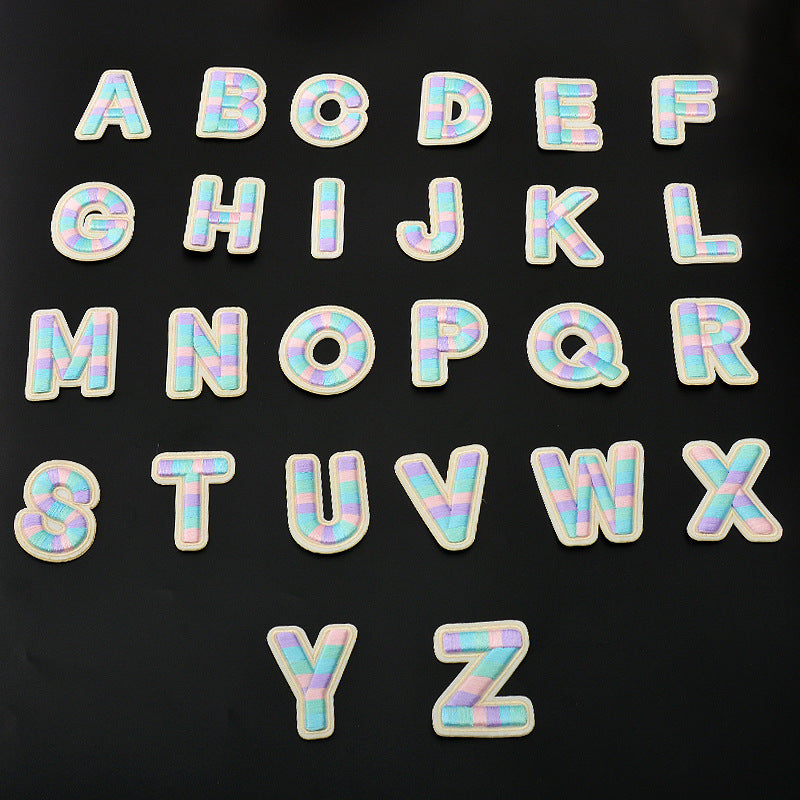 Wholesale Polyester 3D Embroidered Letter Patches Rainbow Self Adhesive DIY Fabric Appliques For Clothing Bags Shoes Hats Boutique Resale