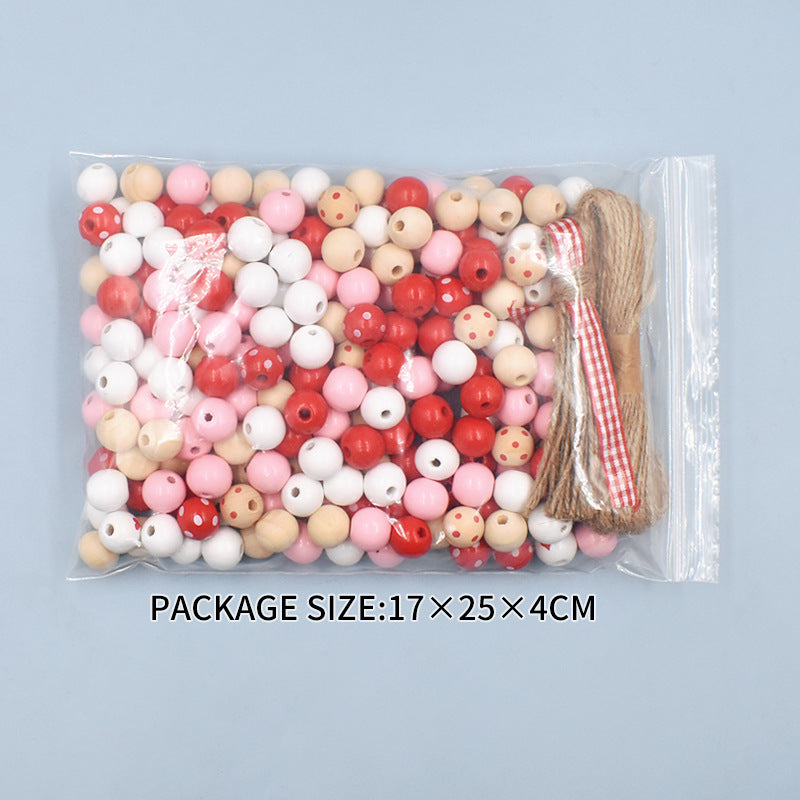 Wholesale Valentine's Day Love Hemp Rope Tassel DIY Creative Colorful Wooden Beads
