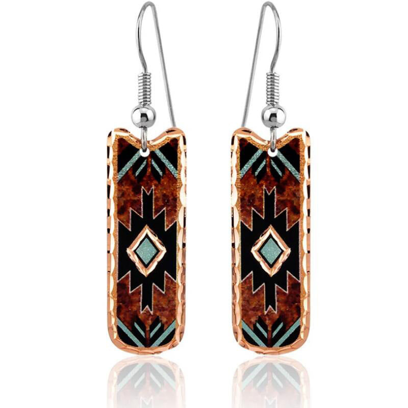 Wholesale Western Style Aztec Pattern Oil Dropping Earrings