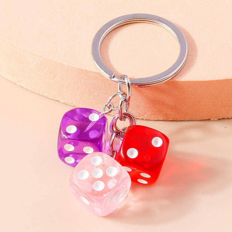 Wholesale Resin Geometry Square Dice Keychain
