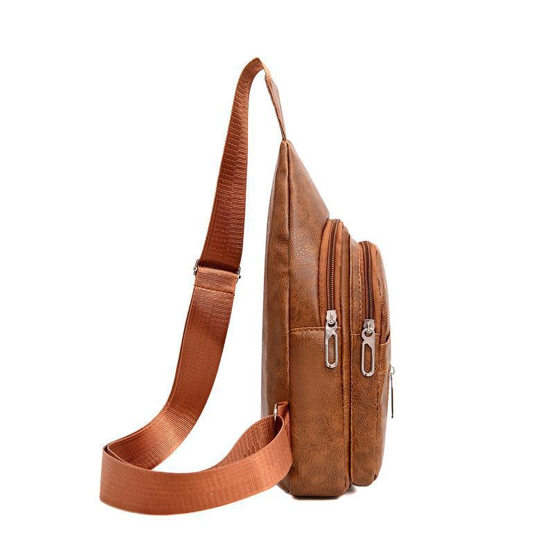 Wholesale PU Leather Crossbody Shoulder Bag Large Capacity Men's Chest Bag