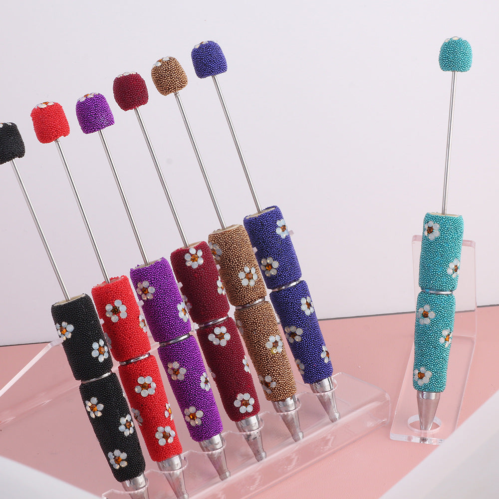 Wholesale  new creative diy beads daisy beaded pen multicolor ballpoint pen color cute cartoon pearl pen