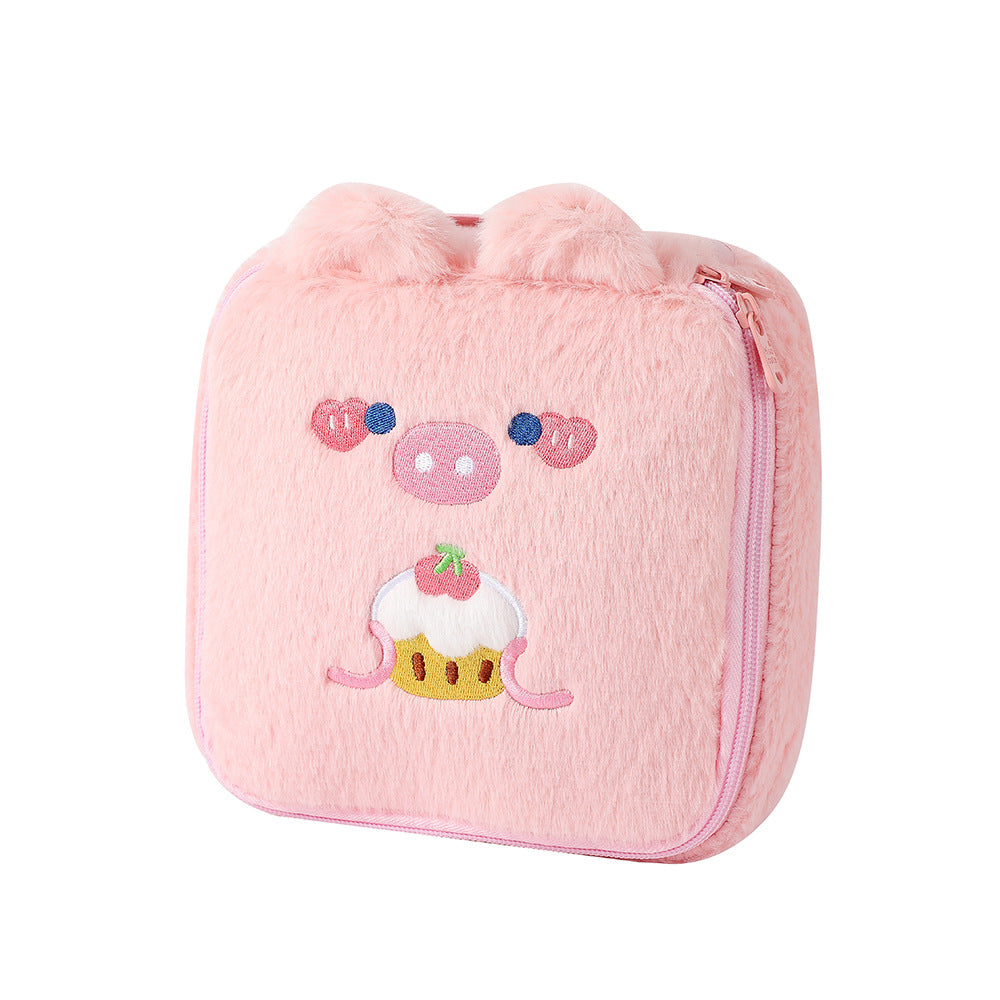 Wholesale Winter Cartoon Plush Square Cosmetic Bag