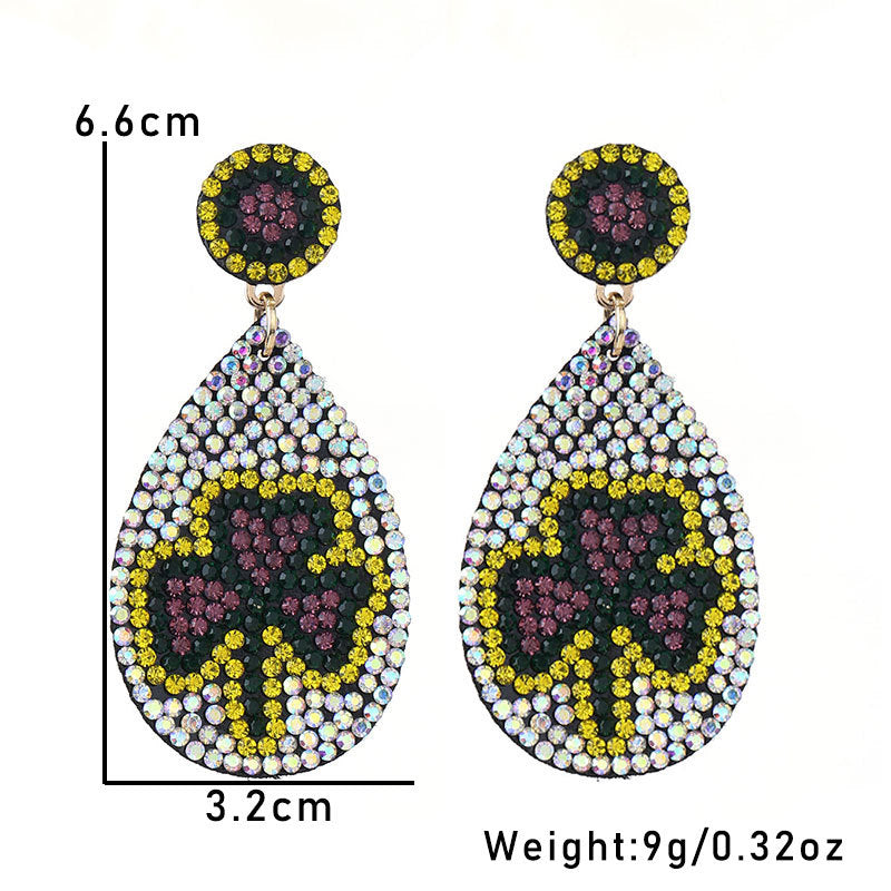 Wholesale Music Carnival Earrings Super Flash Set Rhinestone Exaggerated Hand Earrings