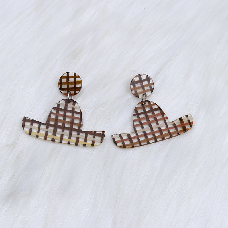 Wholesale Jelly Color Hat Canngue Acrylic Earrings