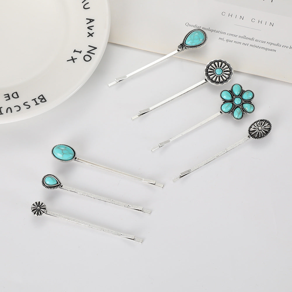 Wholesale retro turquoise hairpin suit simple personality trend hair clips