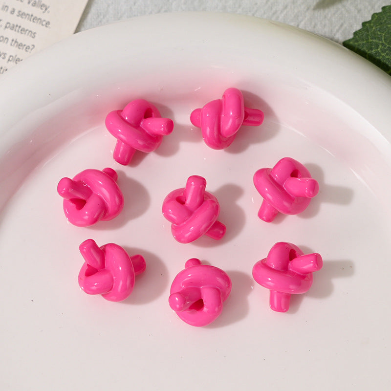 Wholesale 10pcs Acrylic Candy Color Rope Knot Straight Hole  Acrylic Beads