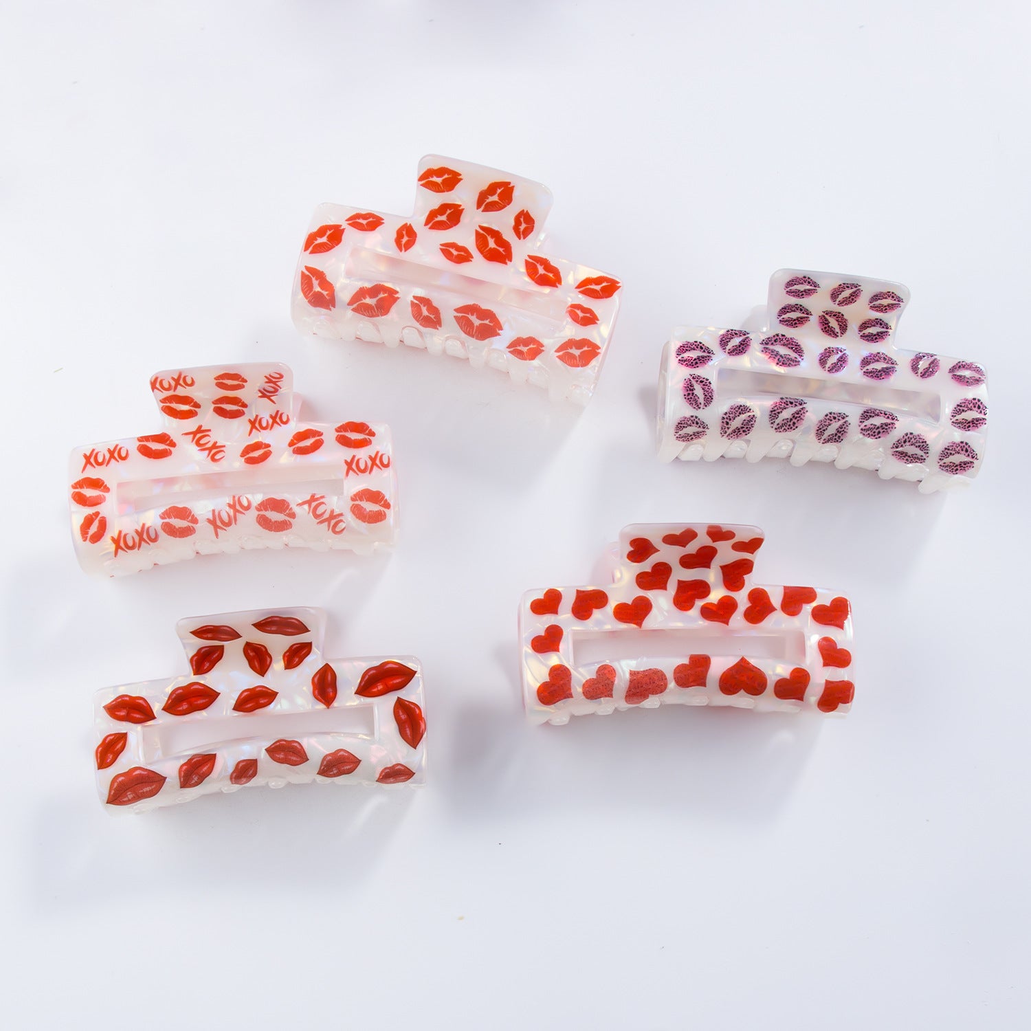 Wholesale pvc 8cm Valentine's Day Autumn and Winter Lip Print Hair Clips