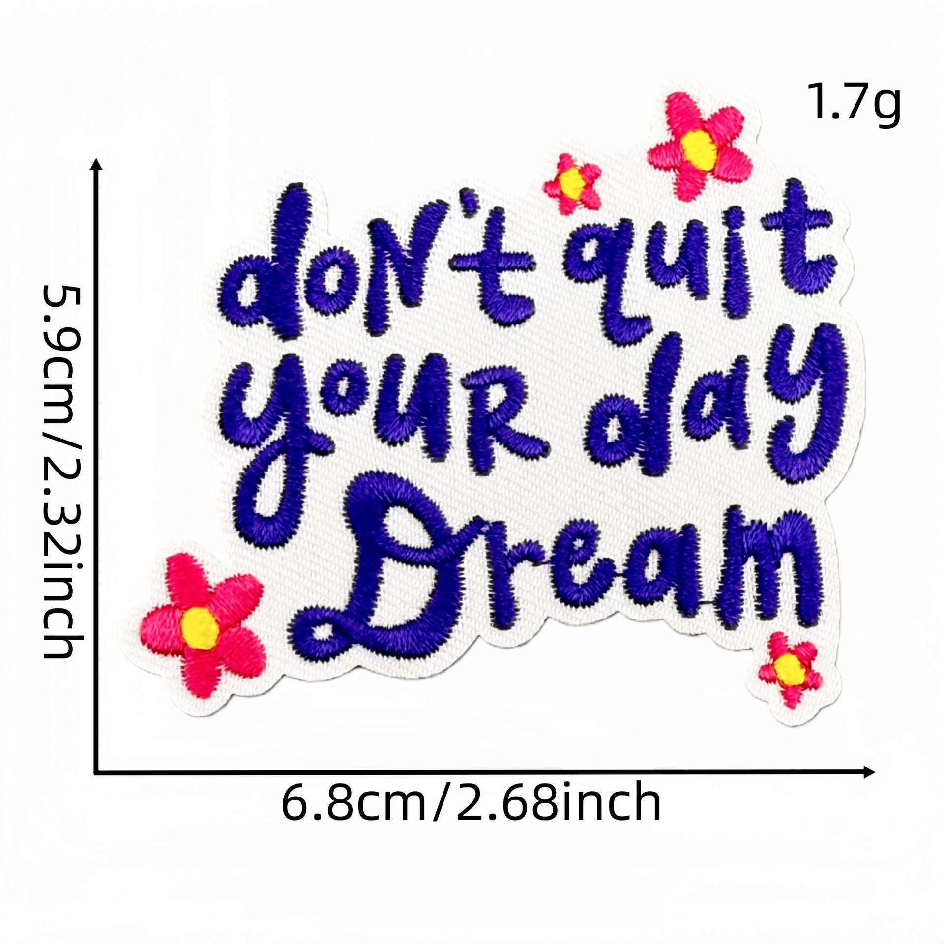 Wholesale Purple Graffiti Inspirational Embroidered Patch Iron On Applique For Clothing Bags DIY Craft
