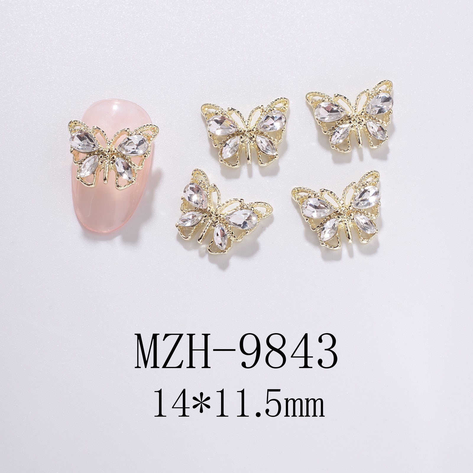 Hollow nail art small butterfly alloy jewelry
